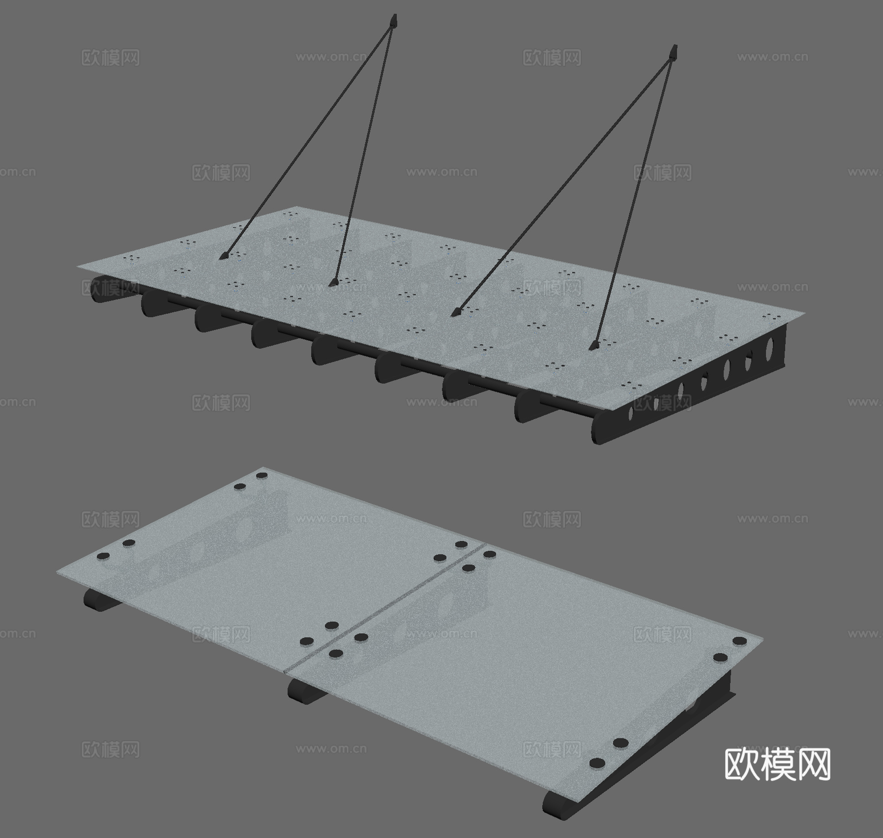 玻璃雨搭 遮雨棚 遮阳棚su模型