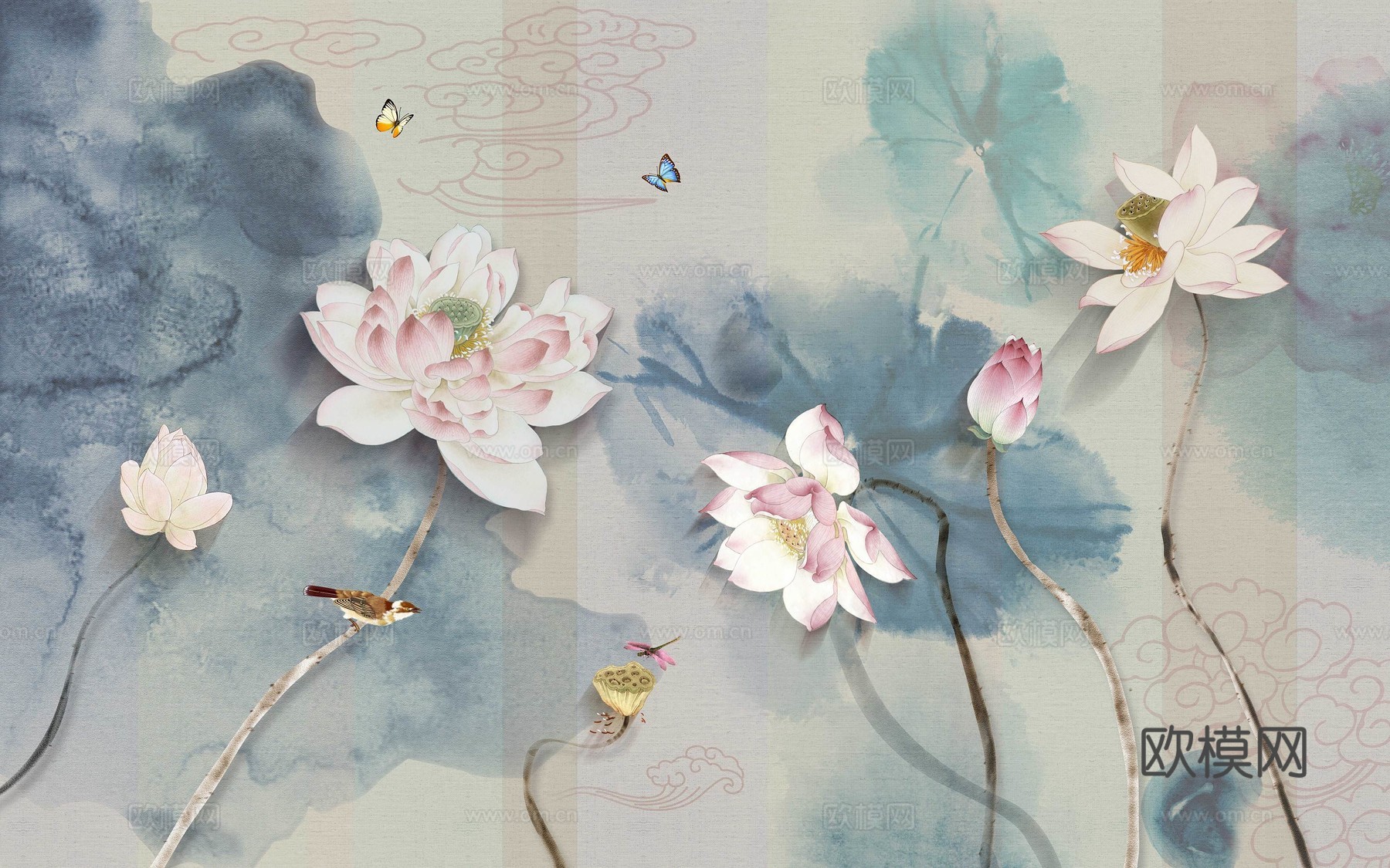 新中式花鸟壁纸壁画