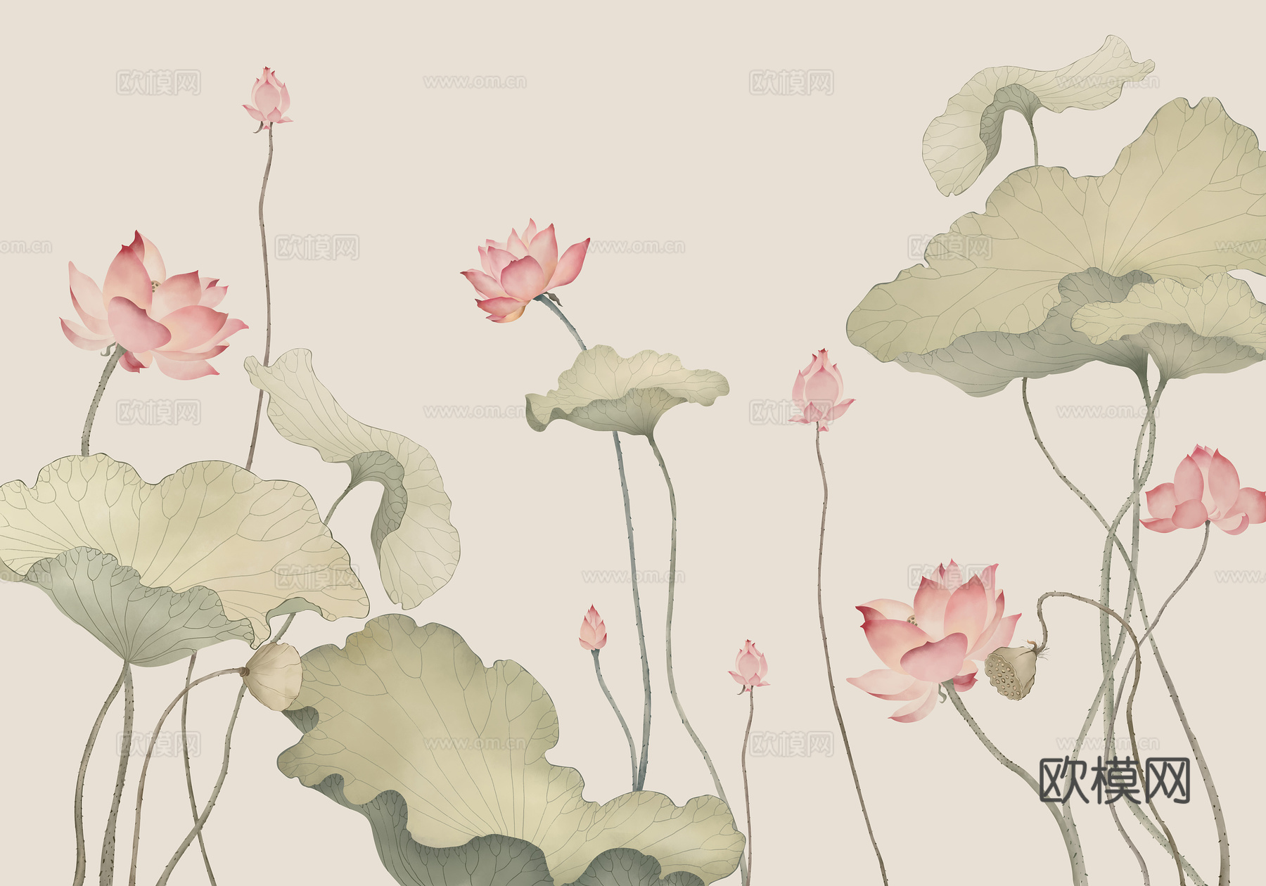 新中式花鸟壁纸壁画