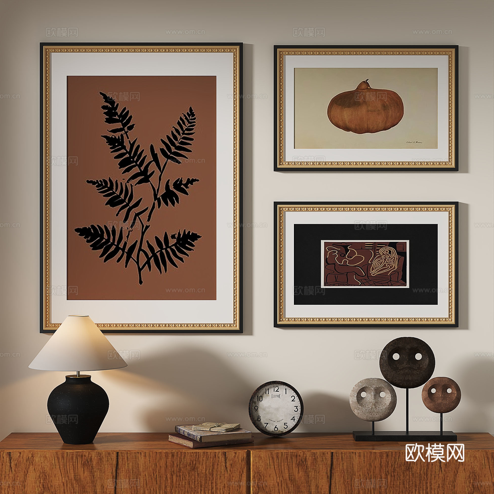 法式，现代，复古，中古，简约，轻奢，欧式，古典，装饰画3d模型