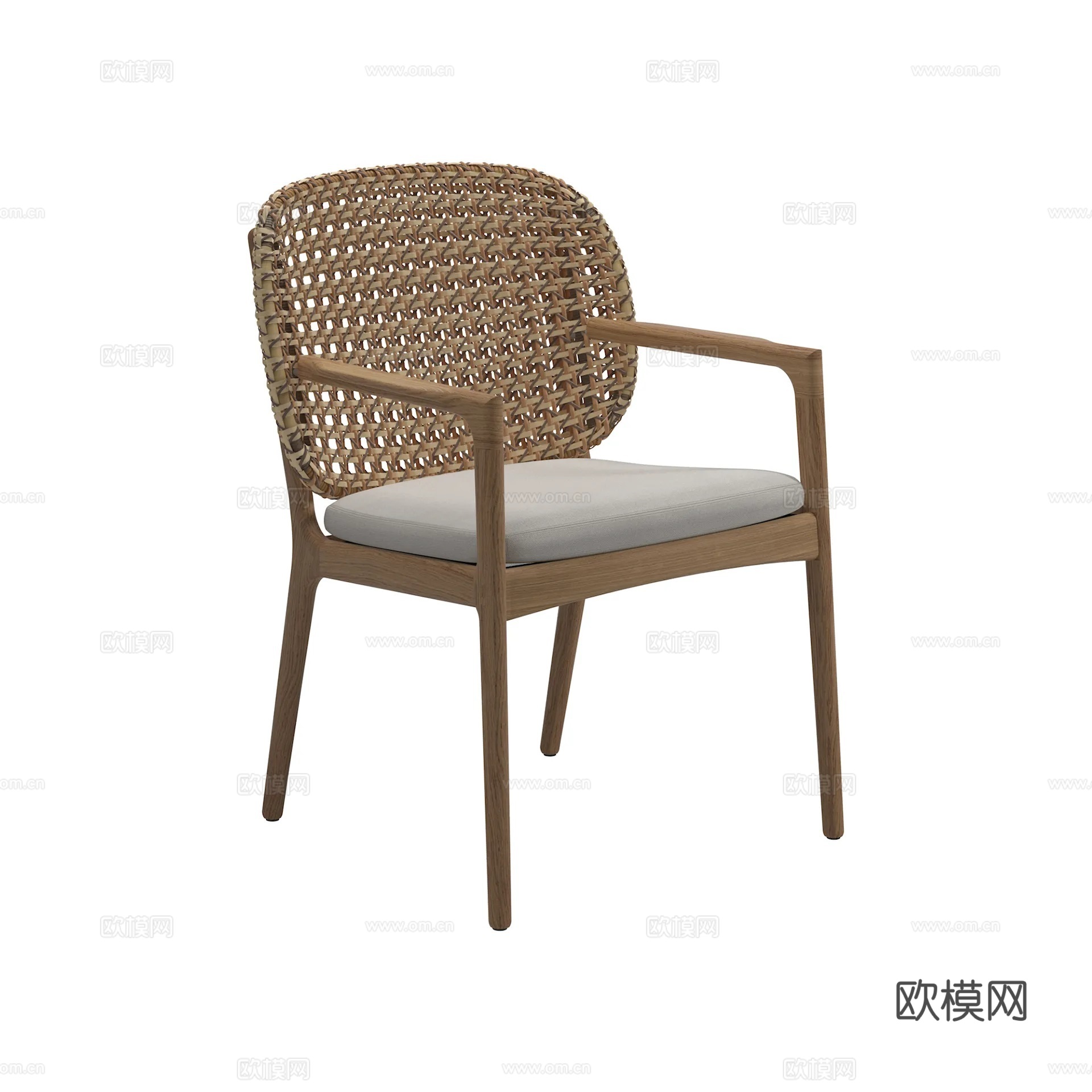 北欧户外藤编桌椅 藤编餐椅 户外椅su模型