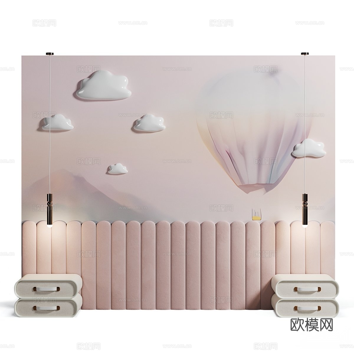 儿童背景墙3d模型