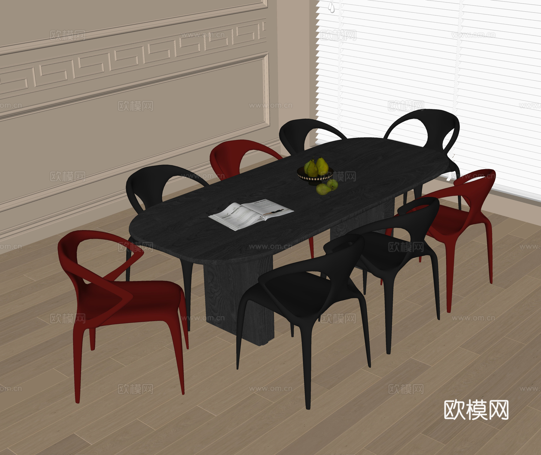 现代餐桌椅 餐椅 单椅su模型