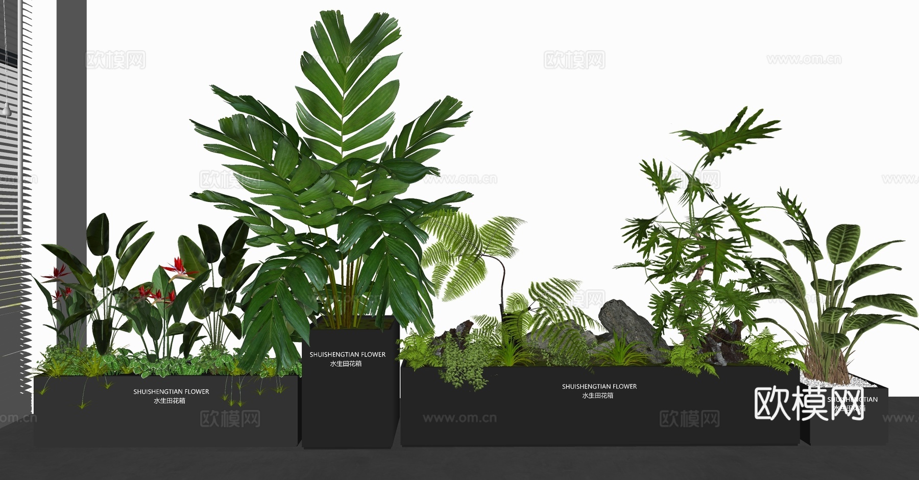 商场植物箱 外摆花箱 植物花箱 移动花箱 景观小品 室内景观su模型