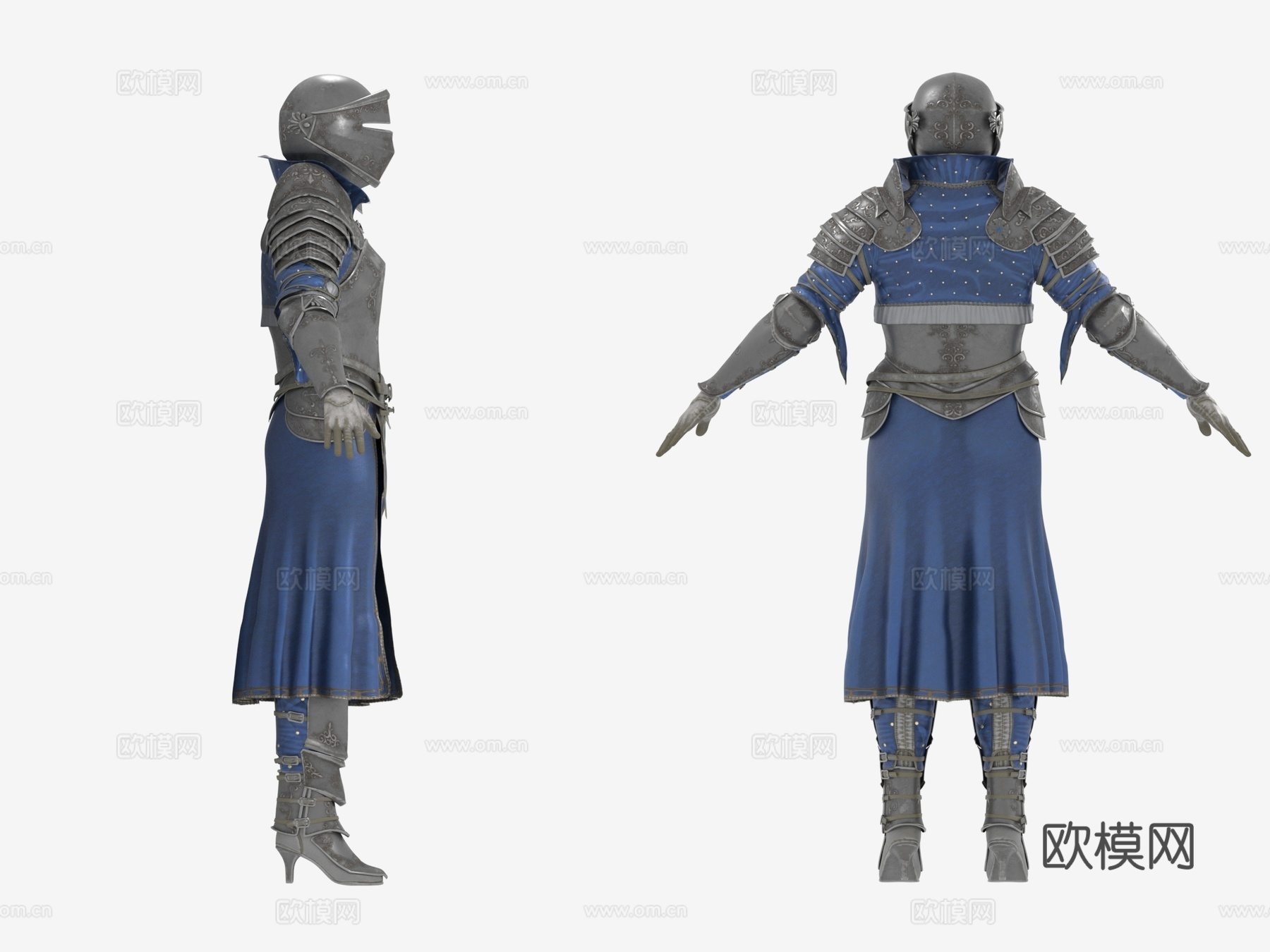 中世纪盔甲 铠甲 头盔 战士套装3d模型
