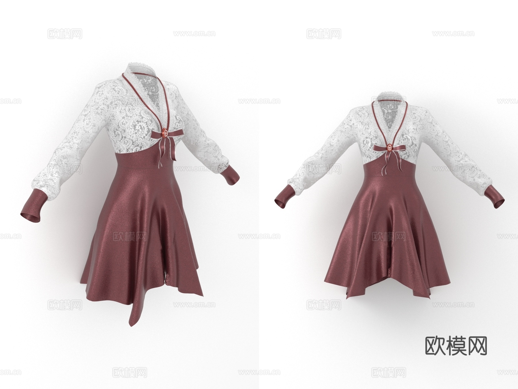 连衣裙 裙子 女性服装 蕾丝女装 衣服3d模型
