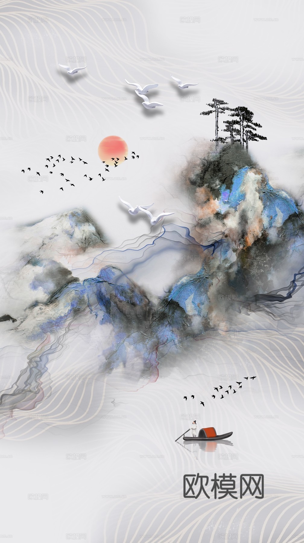 现代简约 装饰画 油画 壁画 抽象画 人物动物 卡通