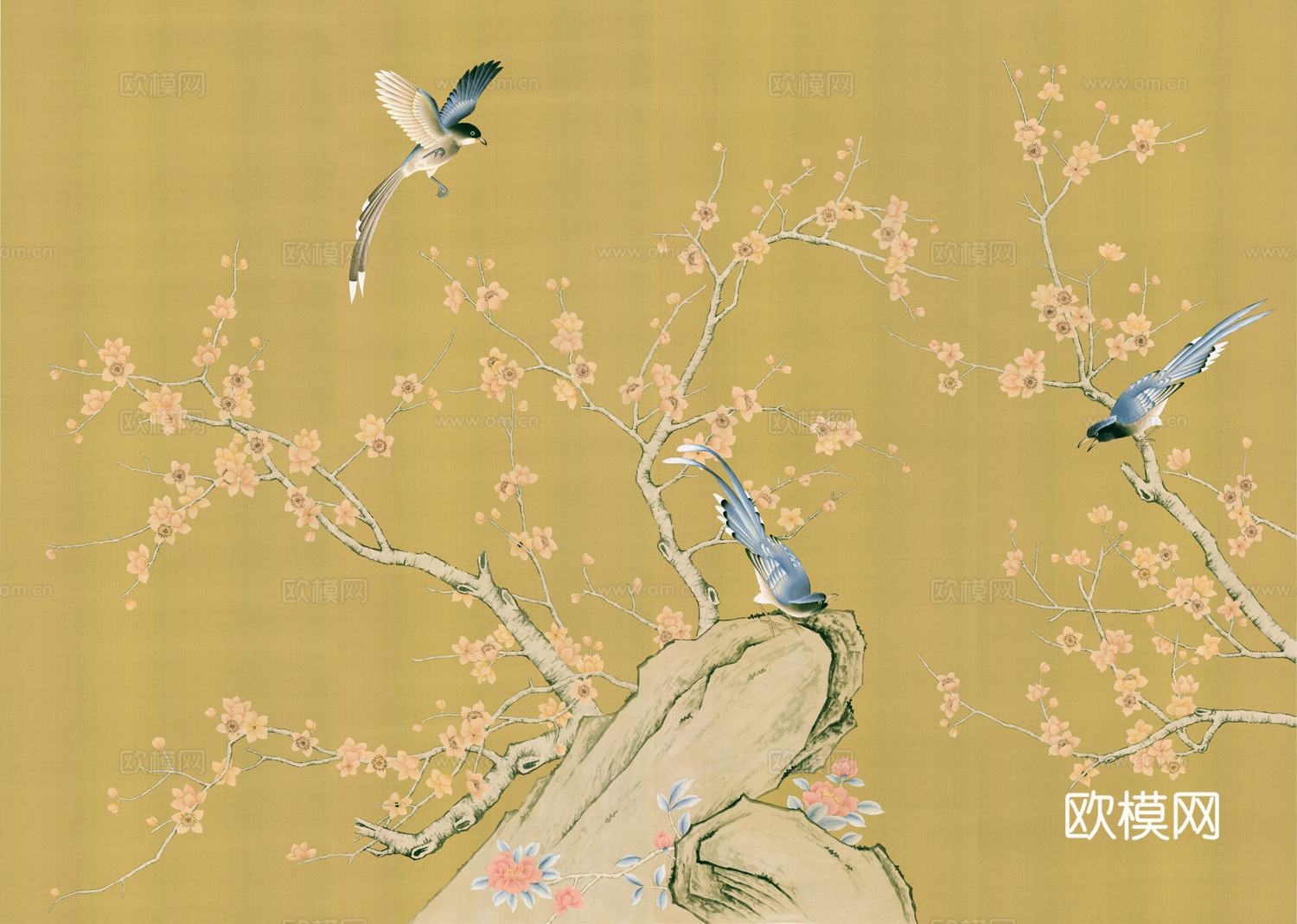 中式喜鹊梅花壁纸