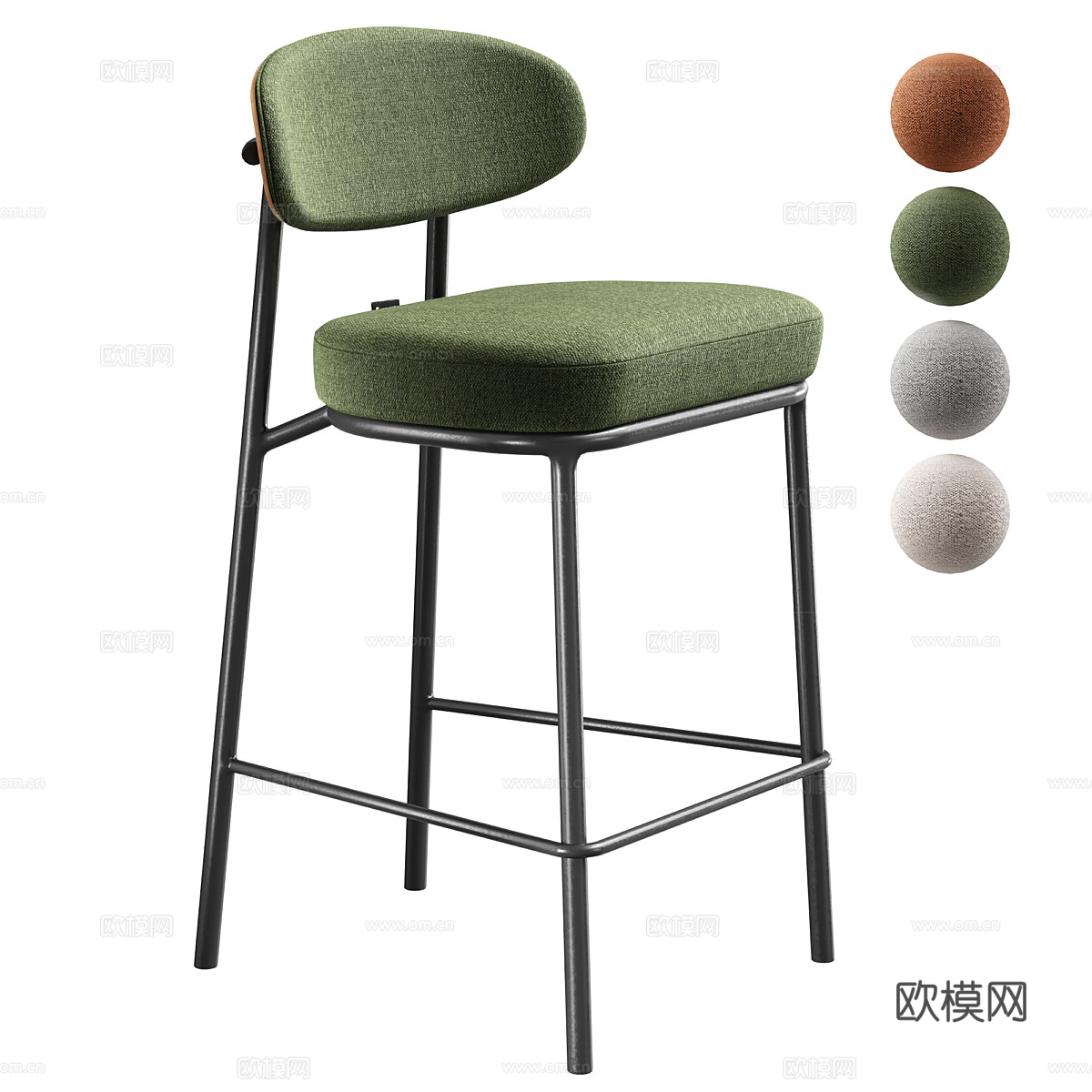现代意式极简吧台椅3d模型