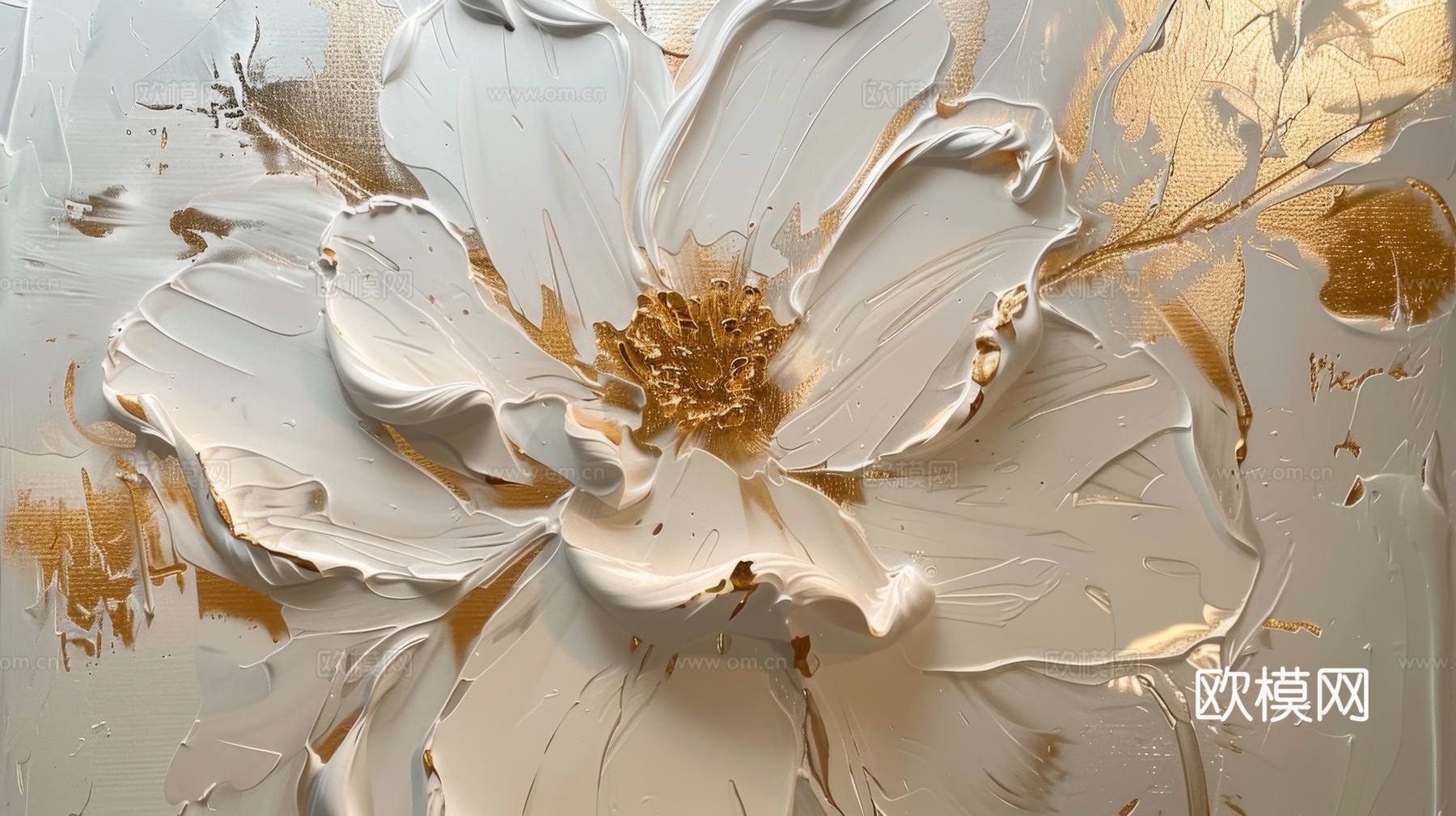 3D浮雕花卉背景墙下载（渲染图7）