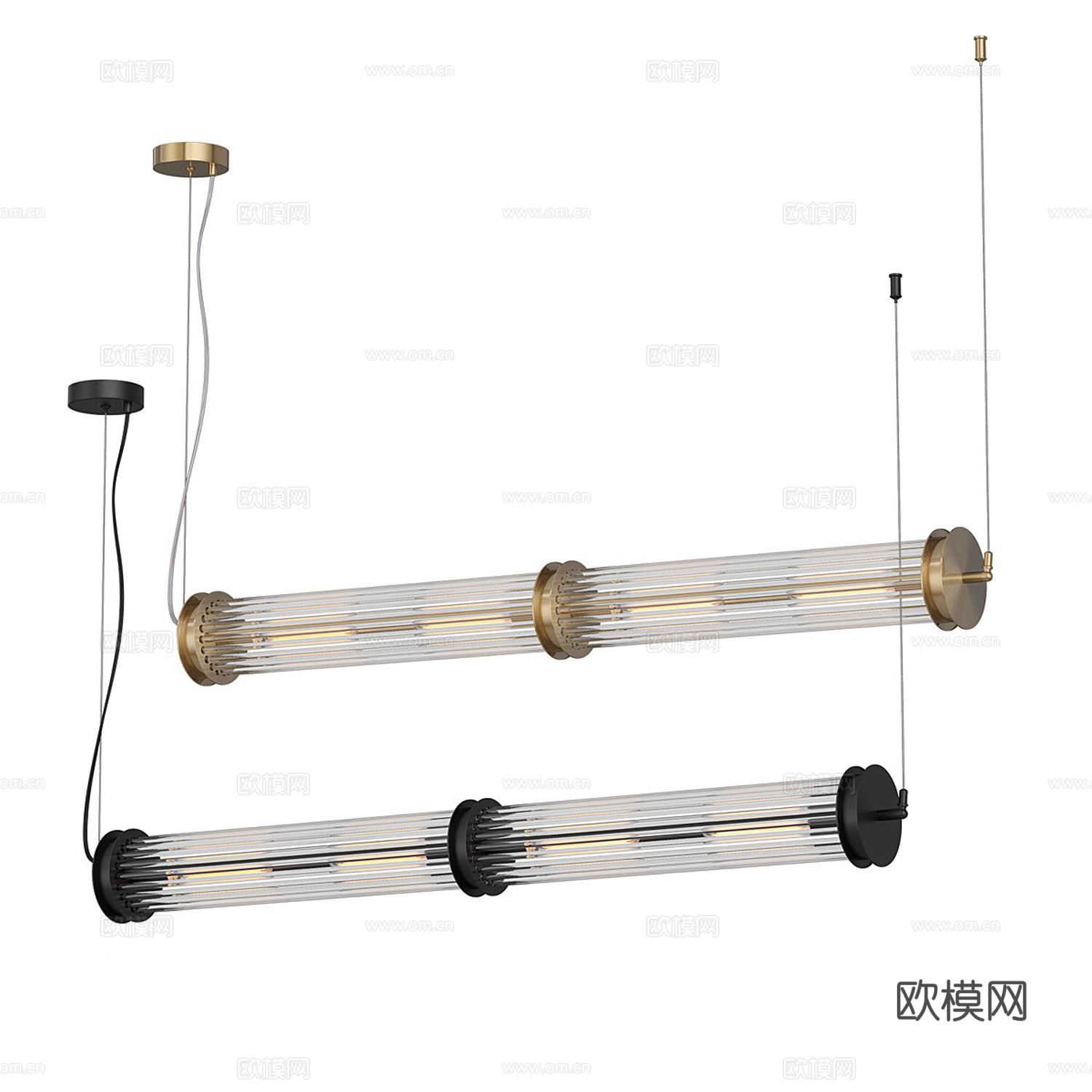 长条吊灯 餐厅吊灯 玻璃吊灯 金属吊灯 线性吊灯3d模型
