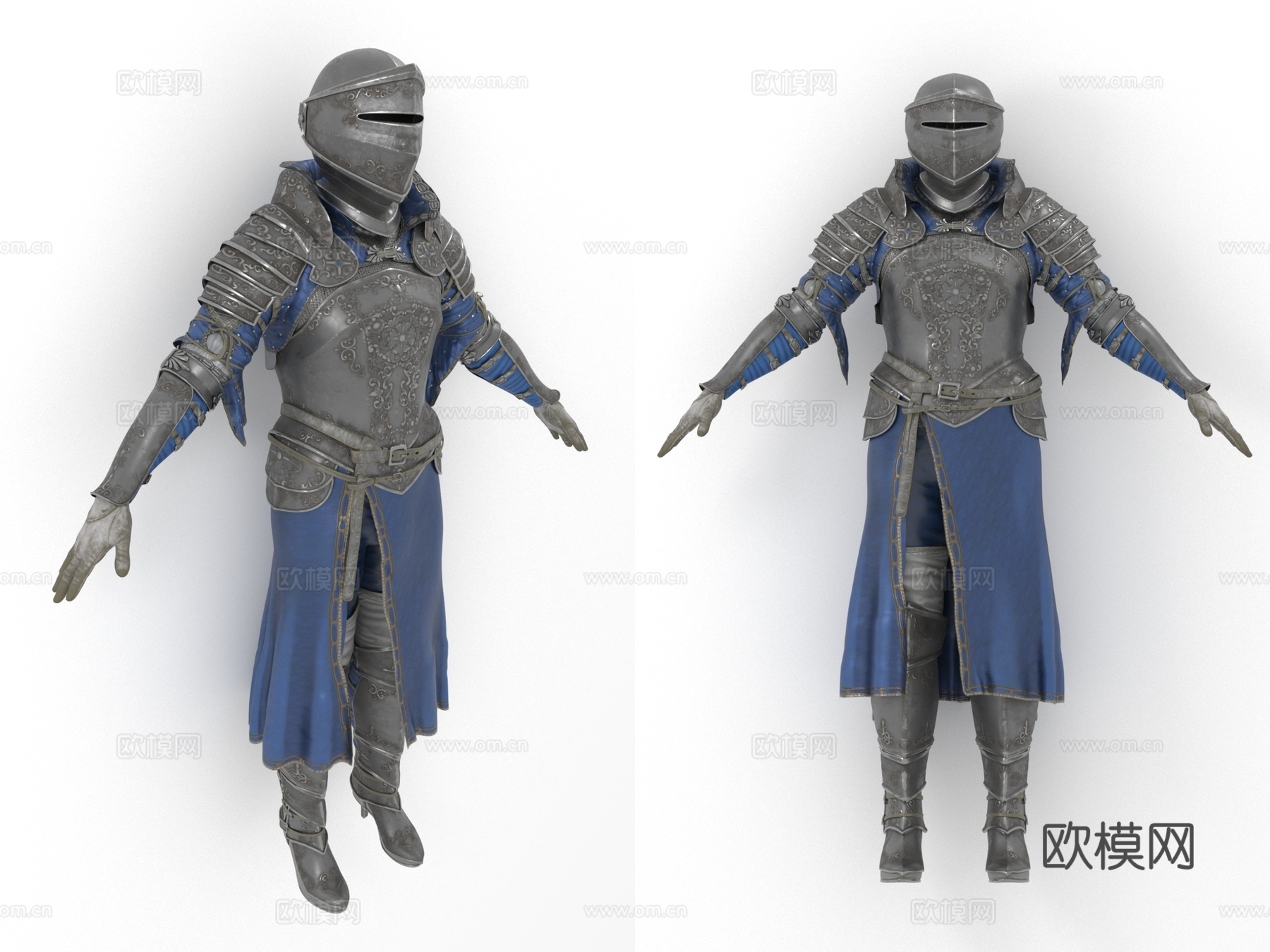 中世纪盔甲 铠甲 头盔 战士套装3d模型