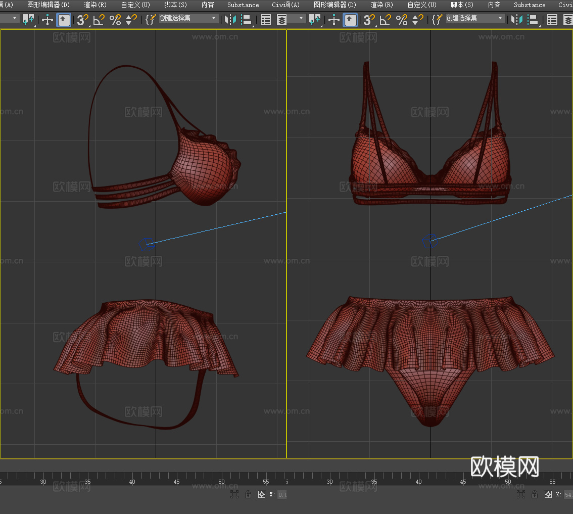 性感内衣 蕾丝 内裤 文胸 小裙子 女性服装 女装3d模型
