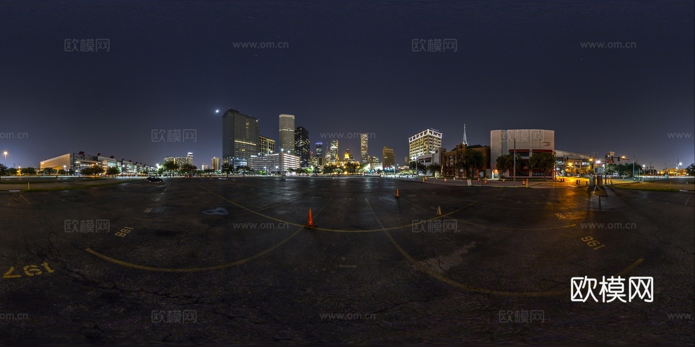 城市广场夜景天空HDR全景贴图
