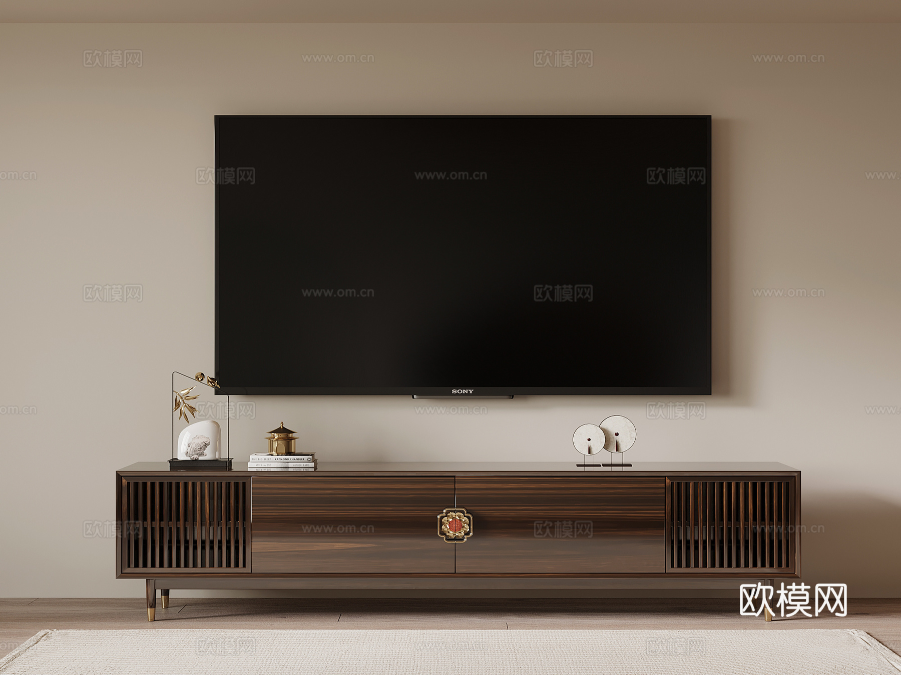 新中式电视柜3d模型