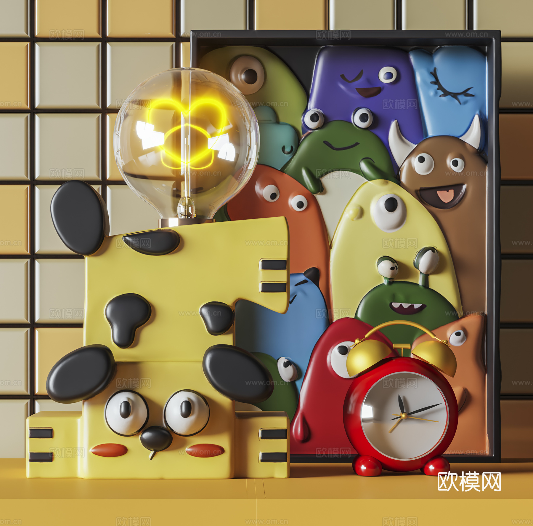 现代奶油雕塑摆件3d模型