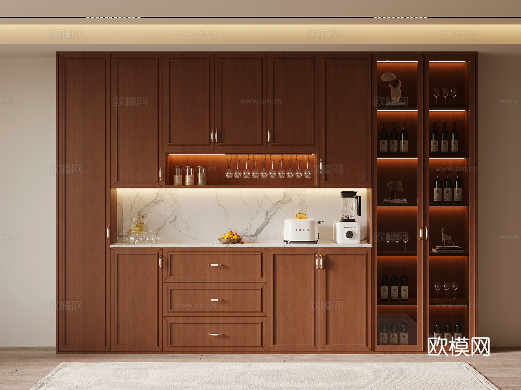 新中式酒柜 餐边柜3d模型