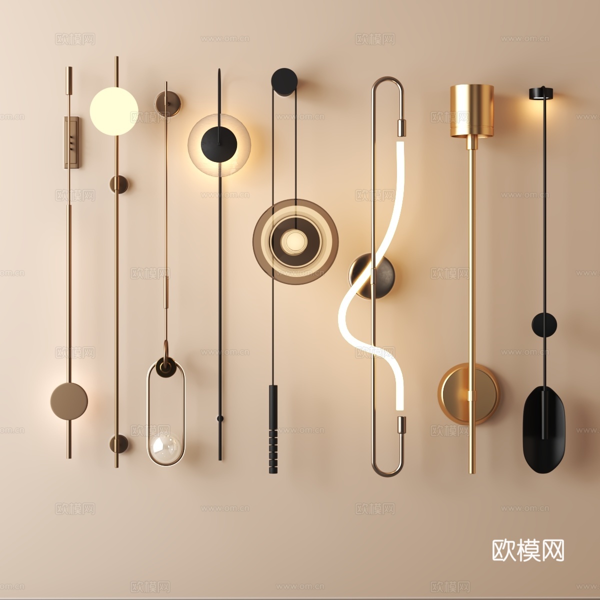 金属壁灯su模型