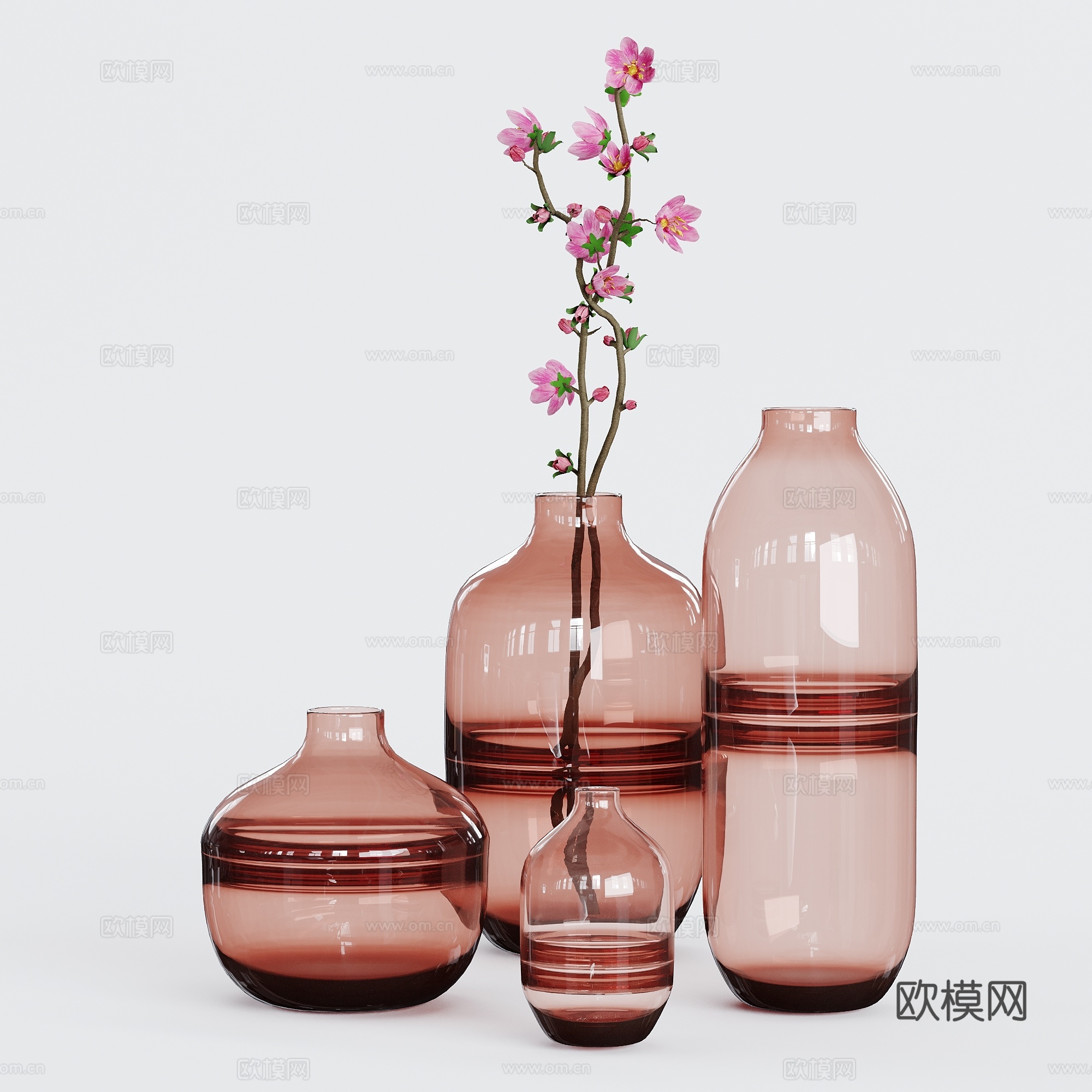 新中式花瓶花艺3d模型