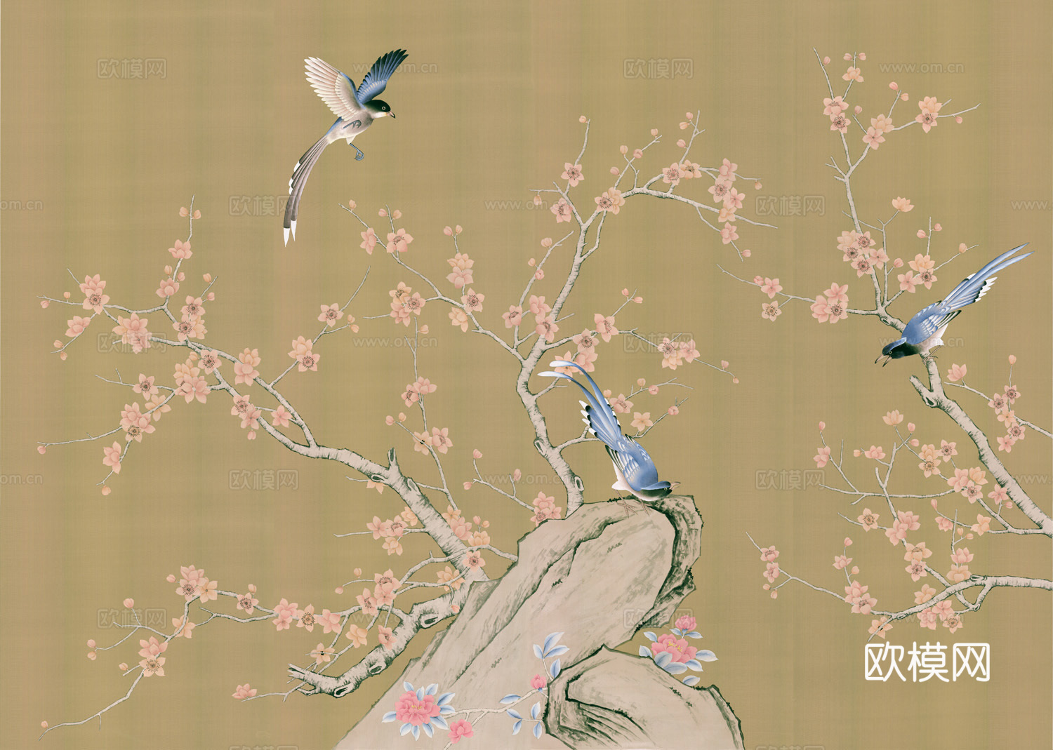 中式喜鹊梅花壁纸