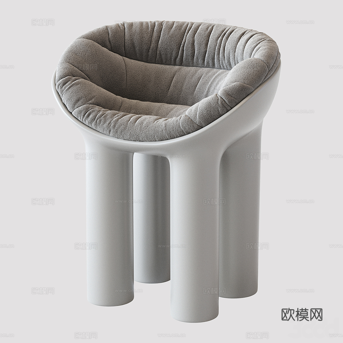 现代意式奶油风化妆凳3d模型
