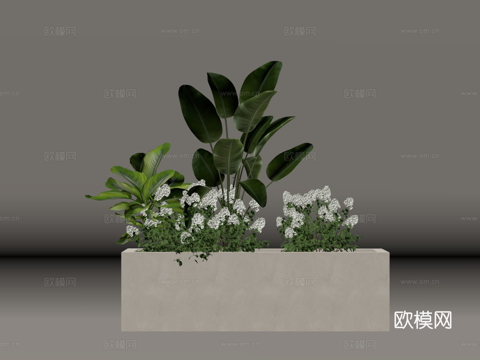 植物堆 现代花箱 植物堆 绿植组合su模型