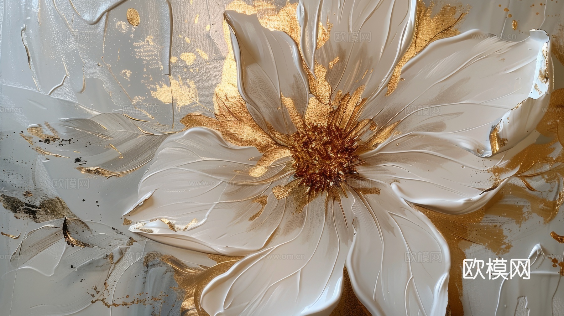 3D浮雕花卉背景墙下载（渲染图1）