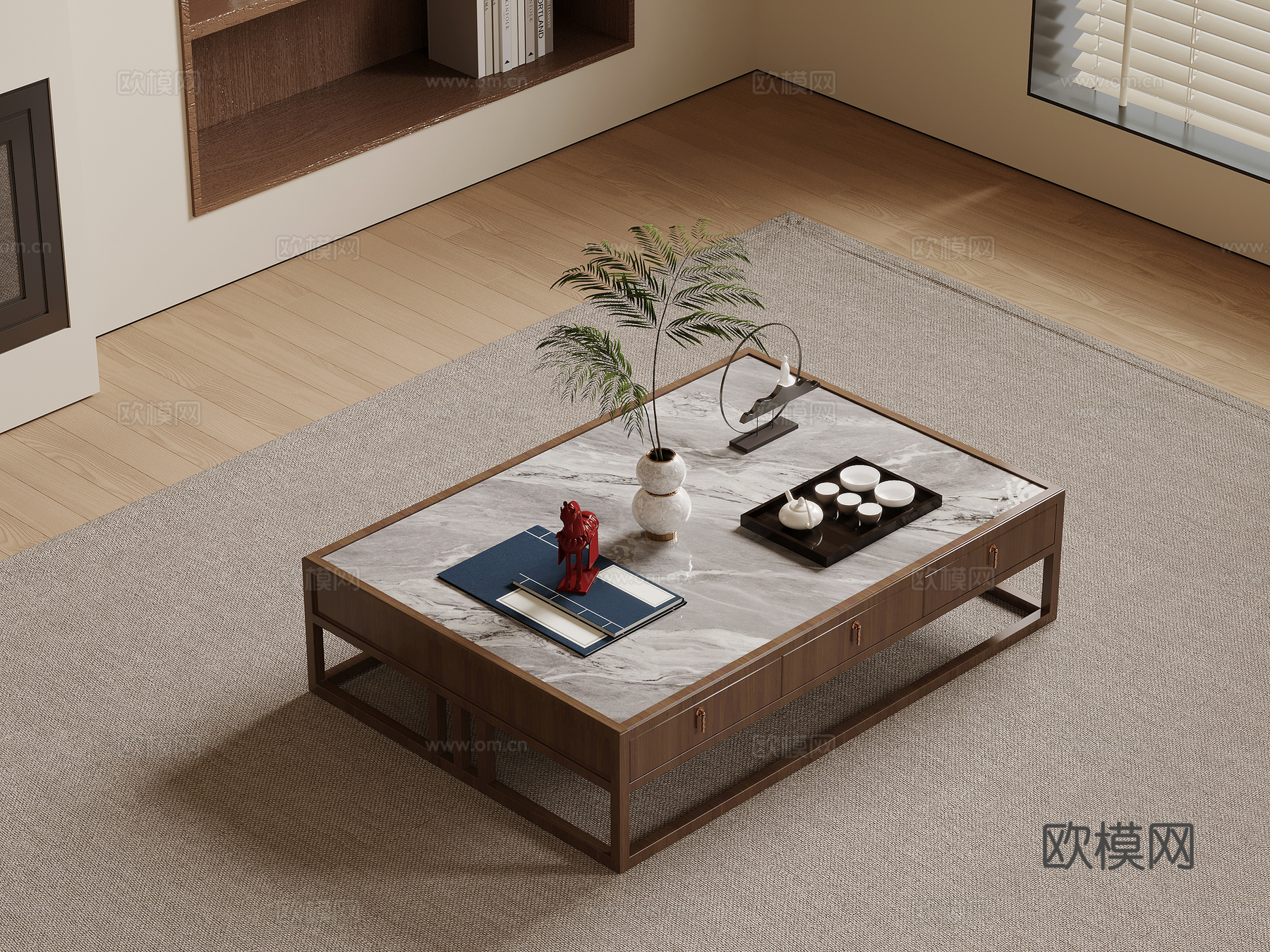 新中式茶几3d模型