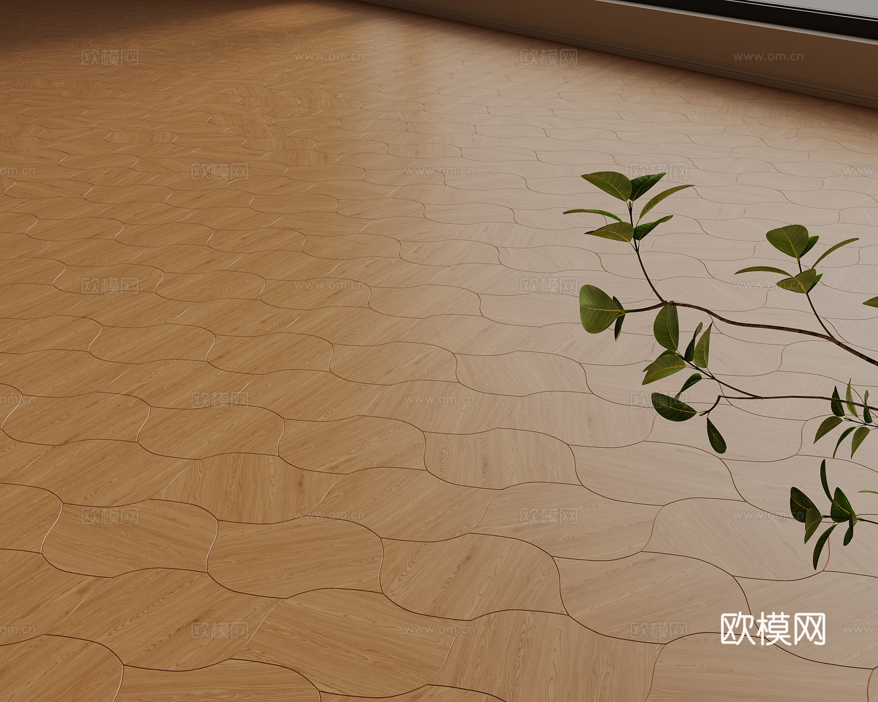 现代木地板 异性拼木地板3d模型