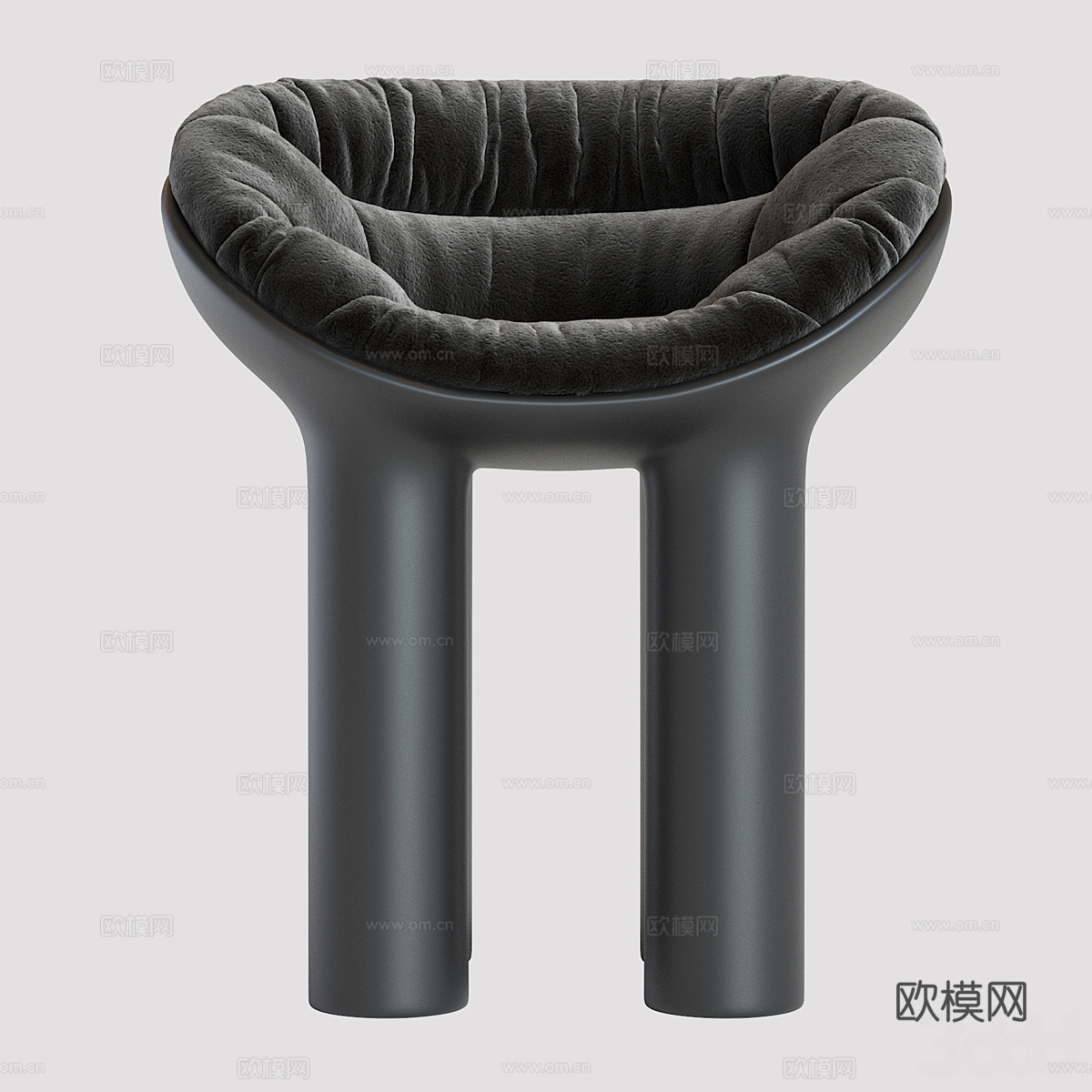 现代意式奶油风化妆凳3d模型