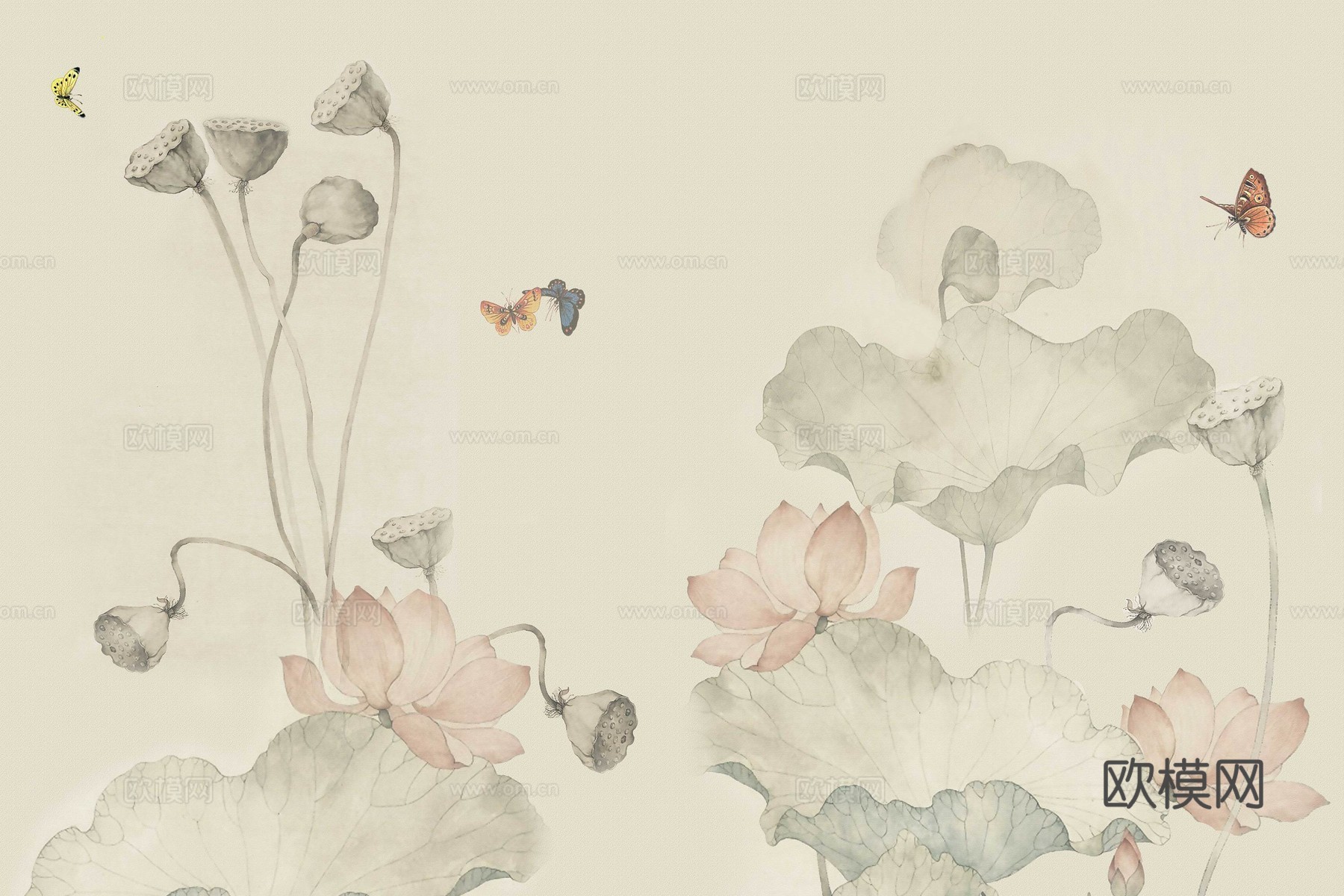 新中式花鸟壁纸壁画