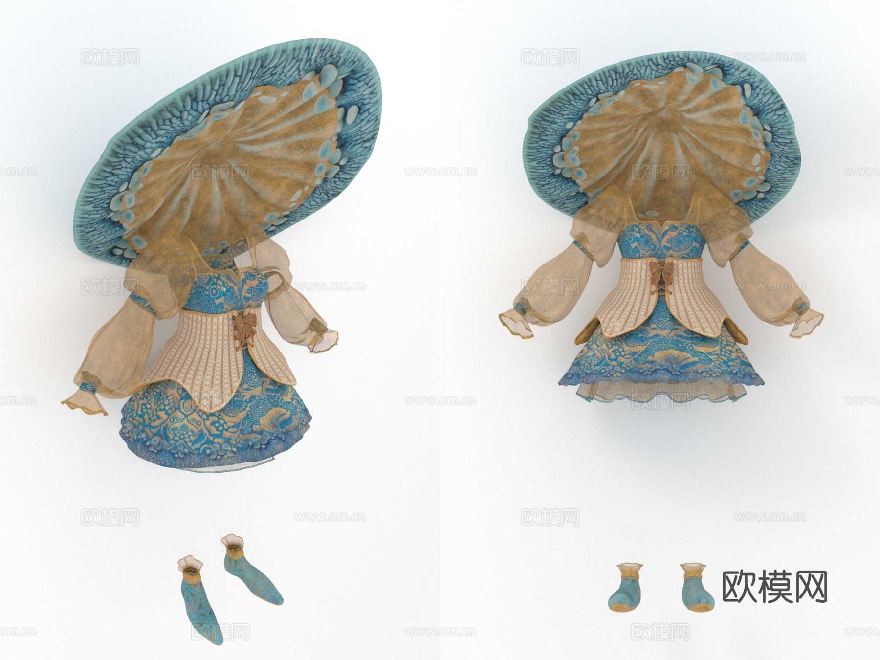 奇幻服装 蘑菇帽 裙子 女性服装 女装 衣服3d模型