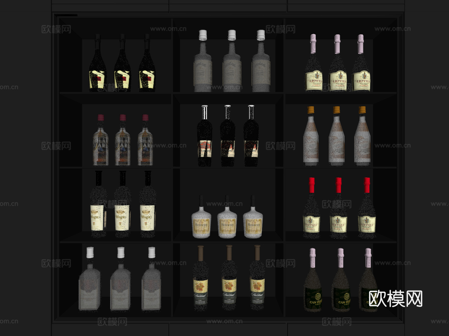 酒水 现代酒水 红酒 洋酒 酒瓶su模型