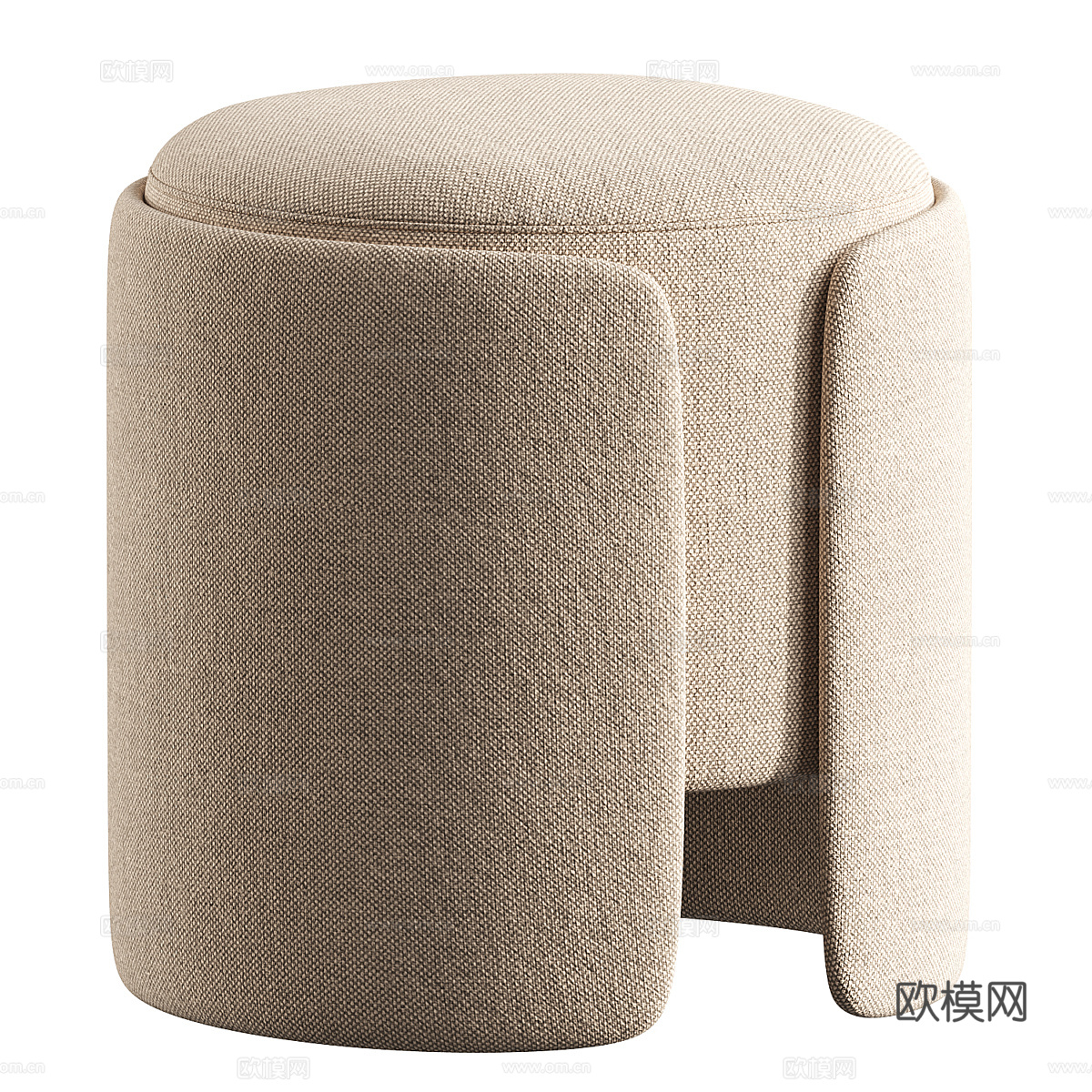 现代奶油风布艺圆凳3d模型