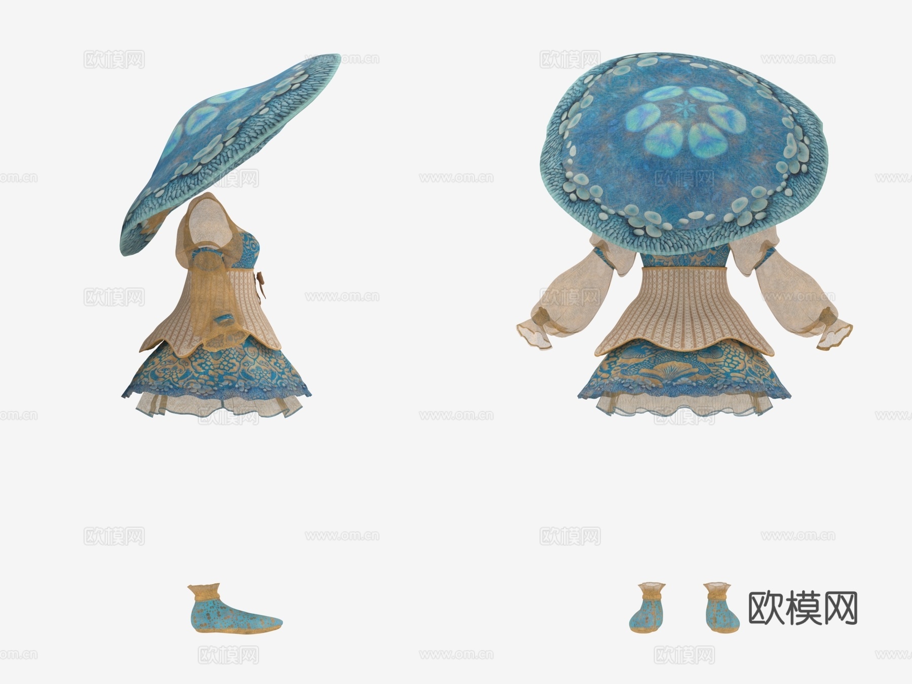 奇幻服装 蘑菇帽 裙子 女性服装 女装 衣服3d模型
