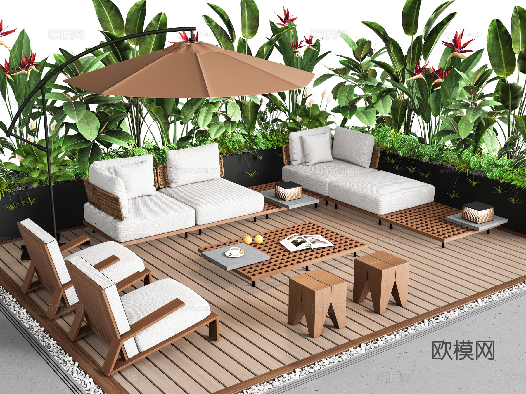 Minotti现代户外沙发 庭院沙发 沙发茶几组合 休闲沙发3d模型