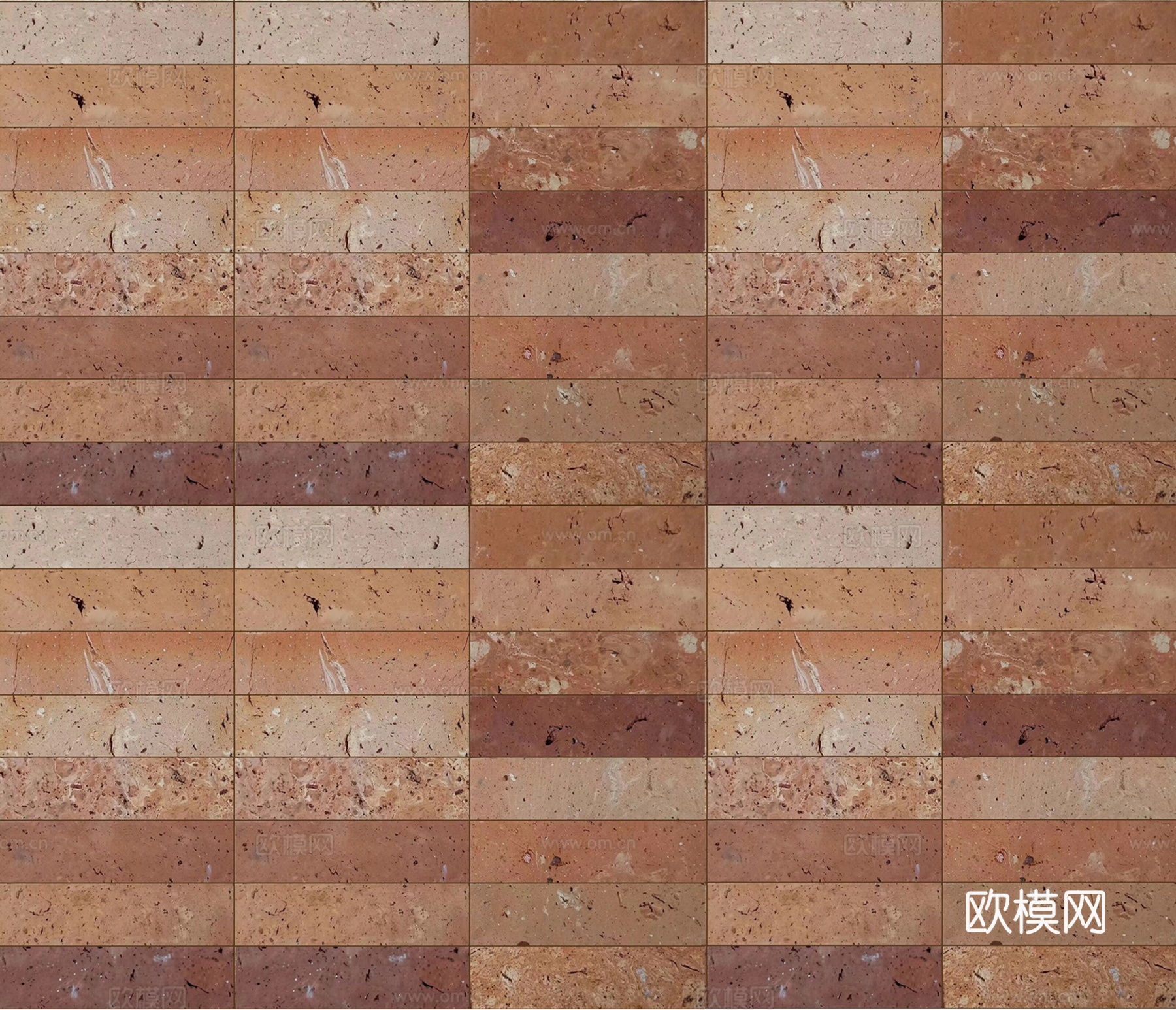 砖红色艺术砖长条砖贴图