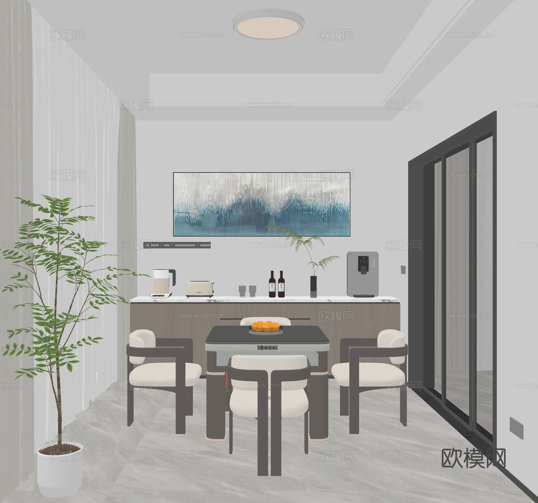 多功能烤火房su模型