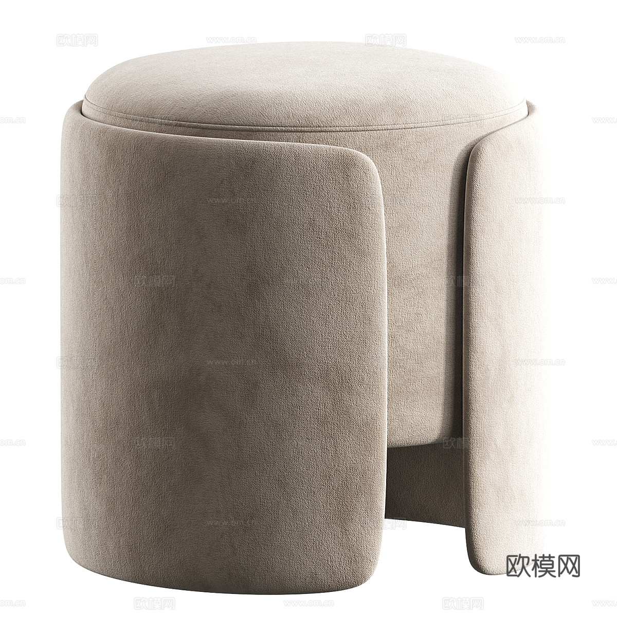现代奶油风布艺圆凳3d模型