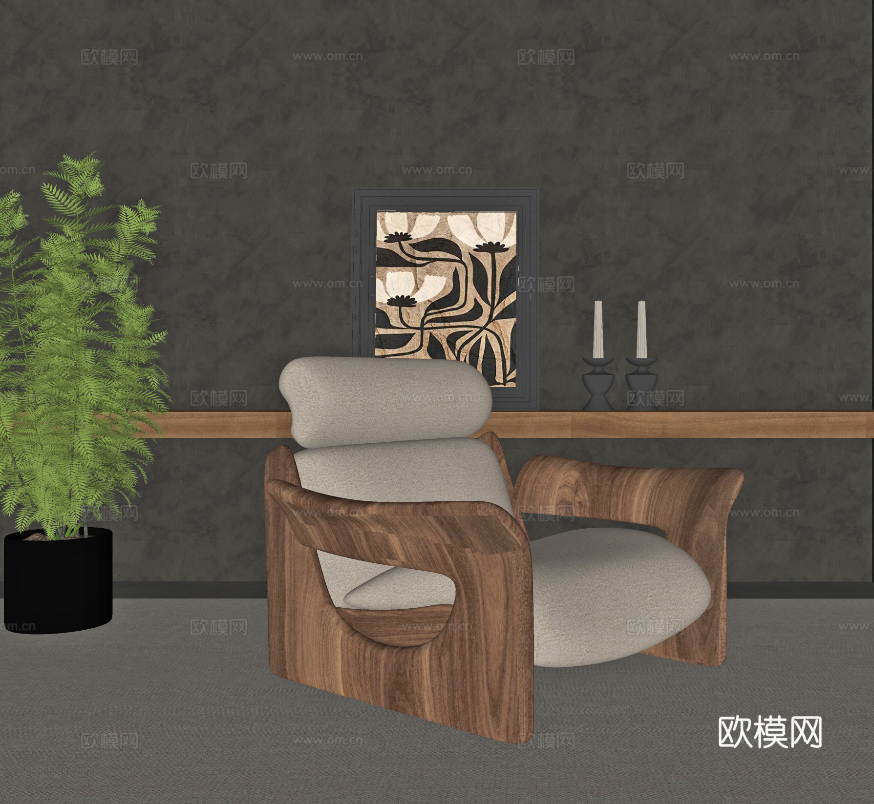 侘寂风休闲椅su模型
