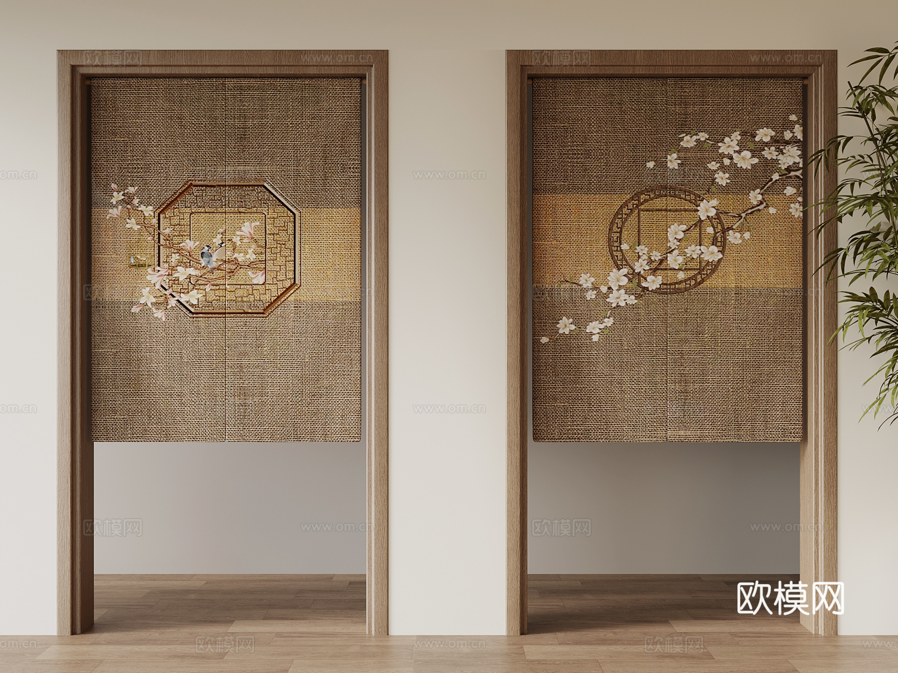 门帘 新中式门帘 布帘3d模型