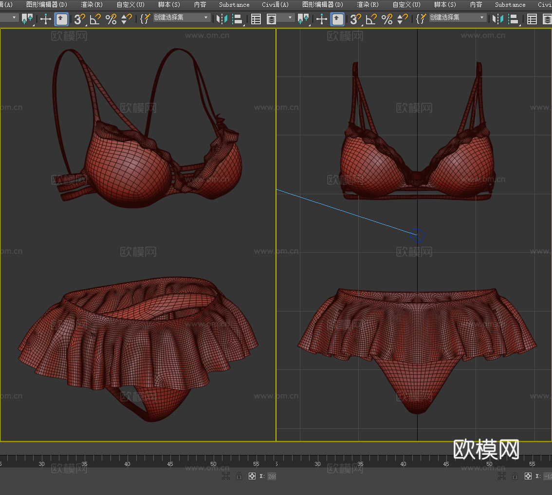 性感内衣 蕾丝 内裤 文胸 小裙子 女性服装 女装3d模型