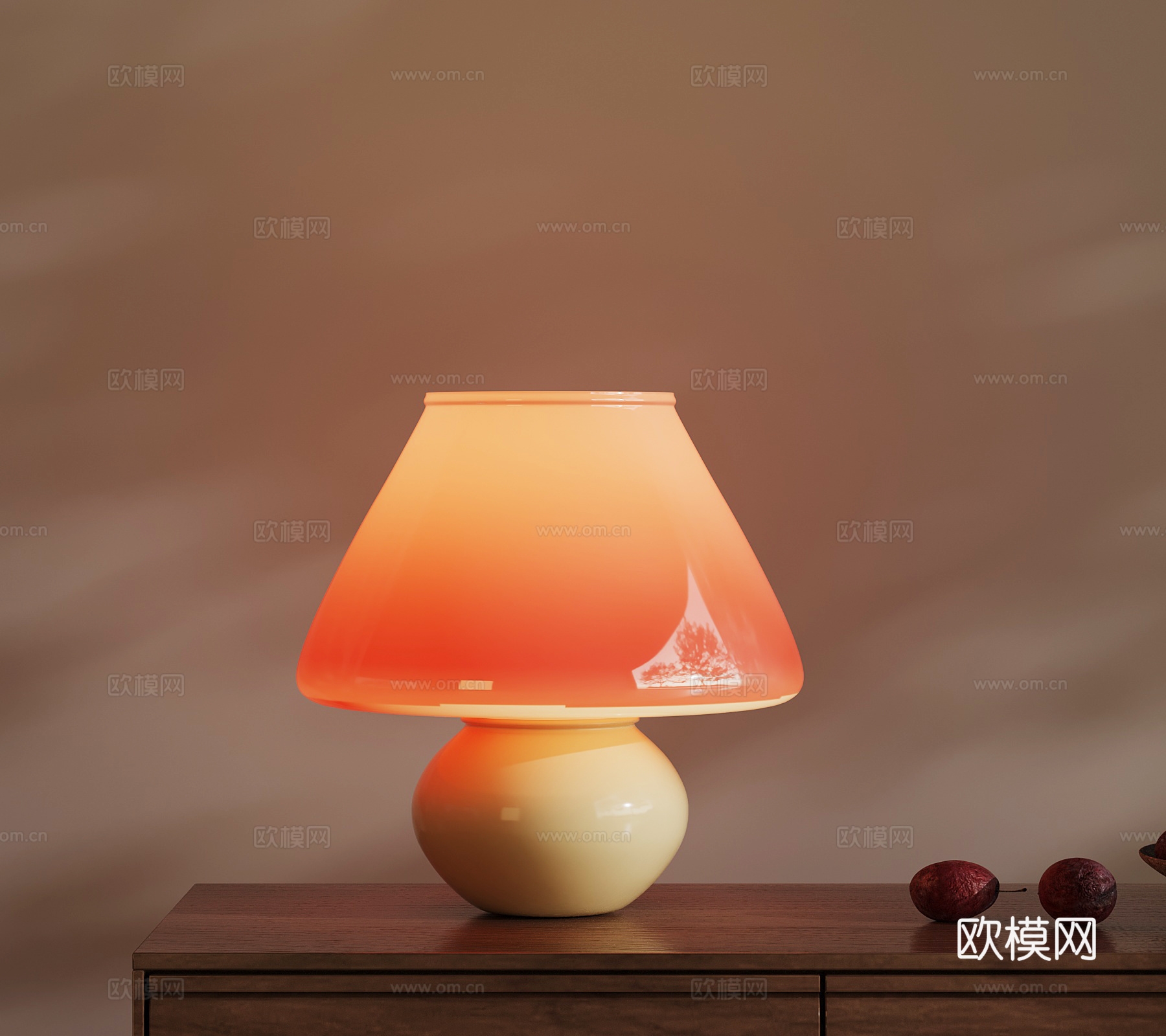 奶油风台灯 床头灯 小夜灯3d模型