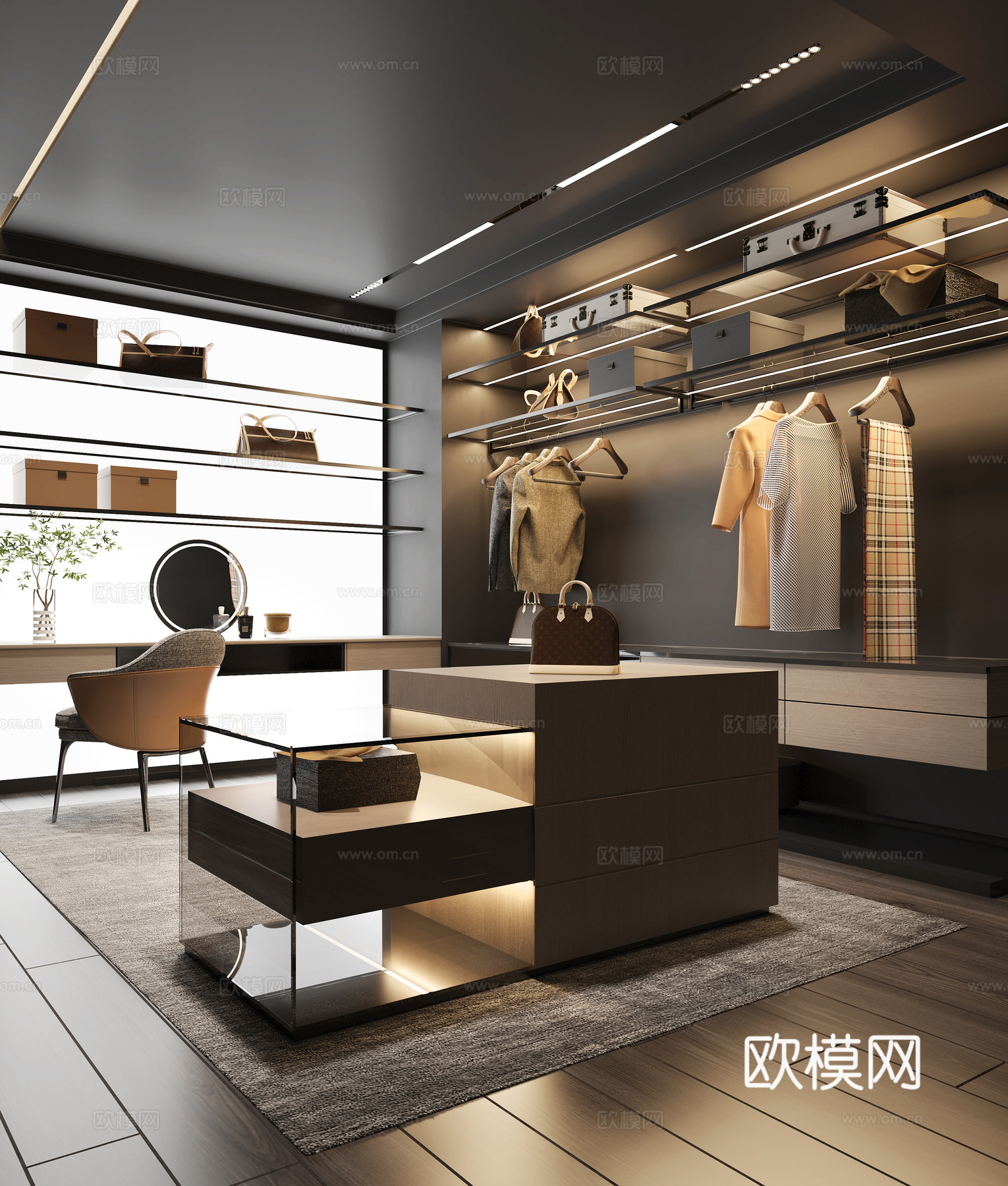 现代衣帽间3d模型下载