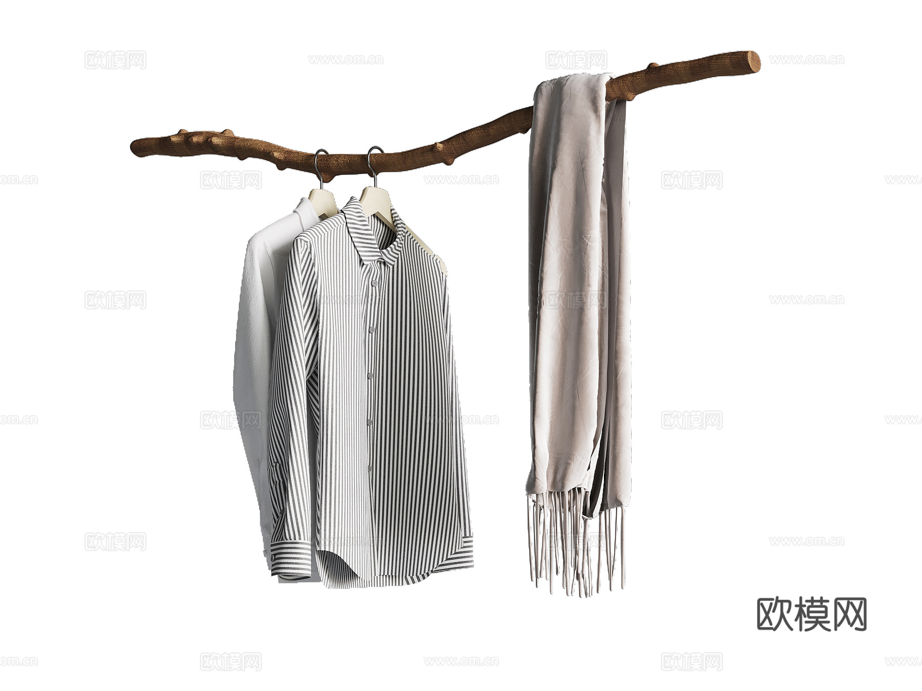 衣服 诧寂风挂衣杆 衣服su模型