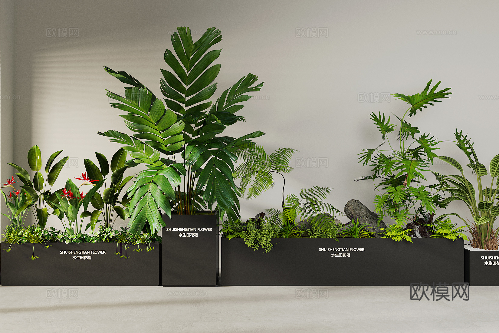 商场植物箱 外摆花箱 植物花箱 移动花箱 景观小品 室内景观su模型