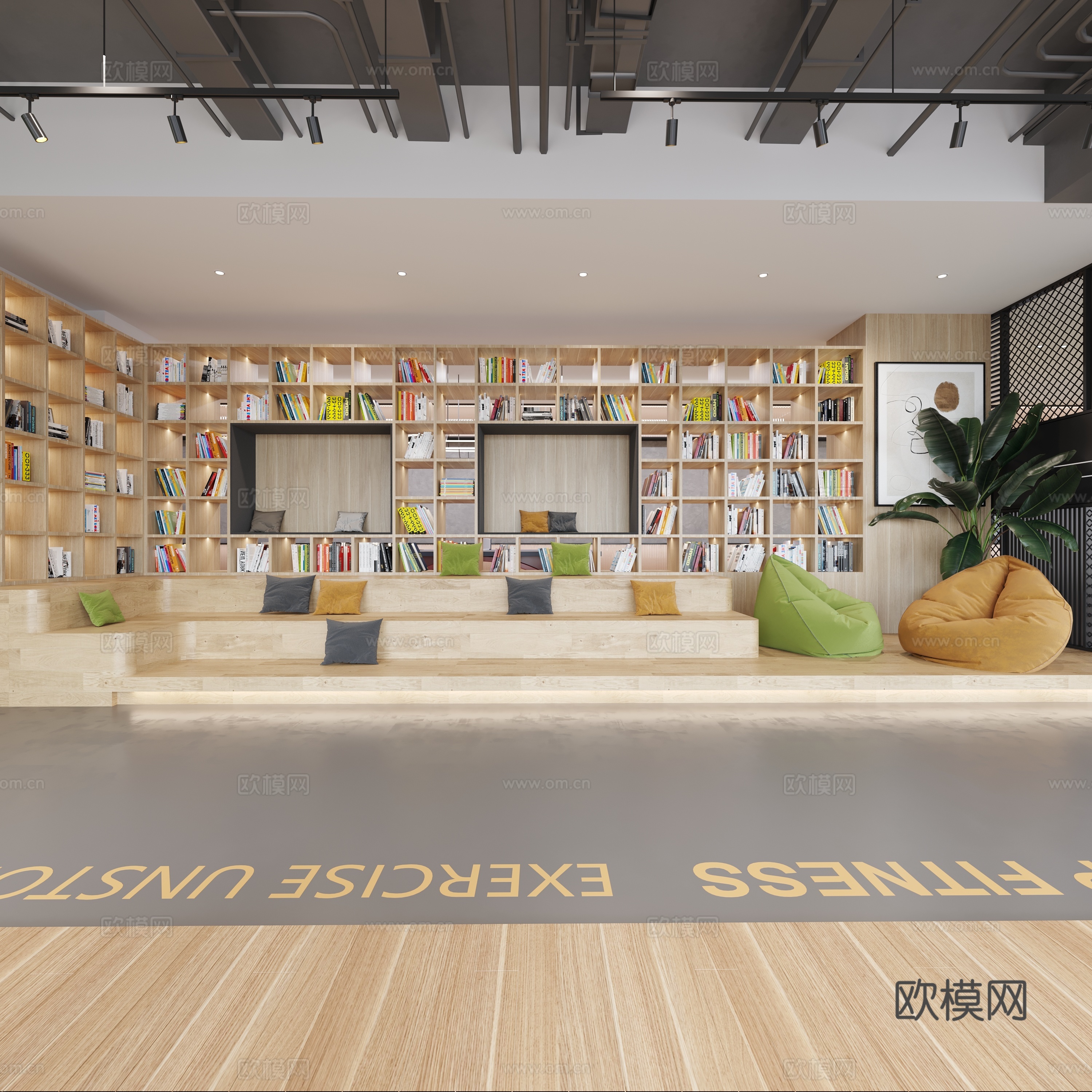 现代会所 小区会所 高端小区配套设施 健身房 图书馆su模型