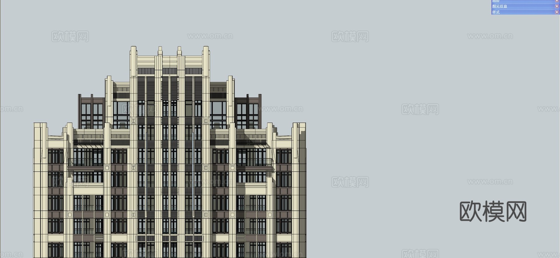 一梯四户 18层 新古典su模型