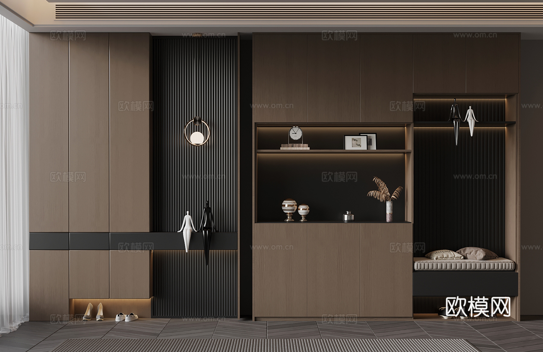 鞋柜 意式极简玄关鞋柜3d模型