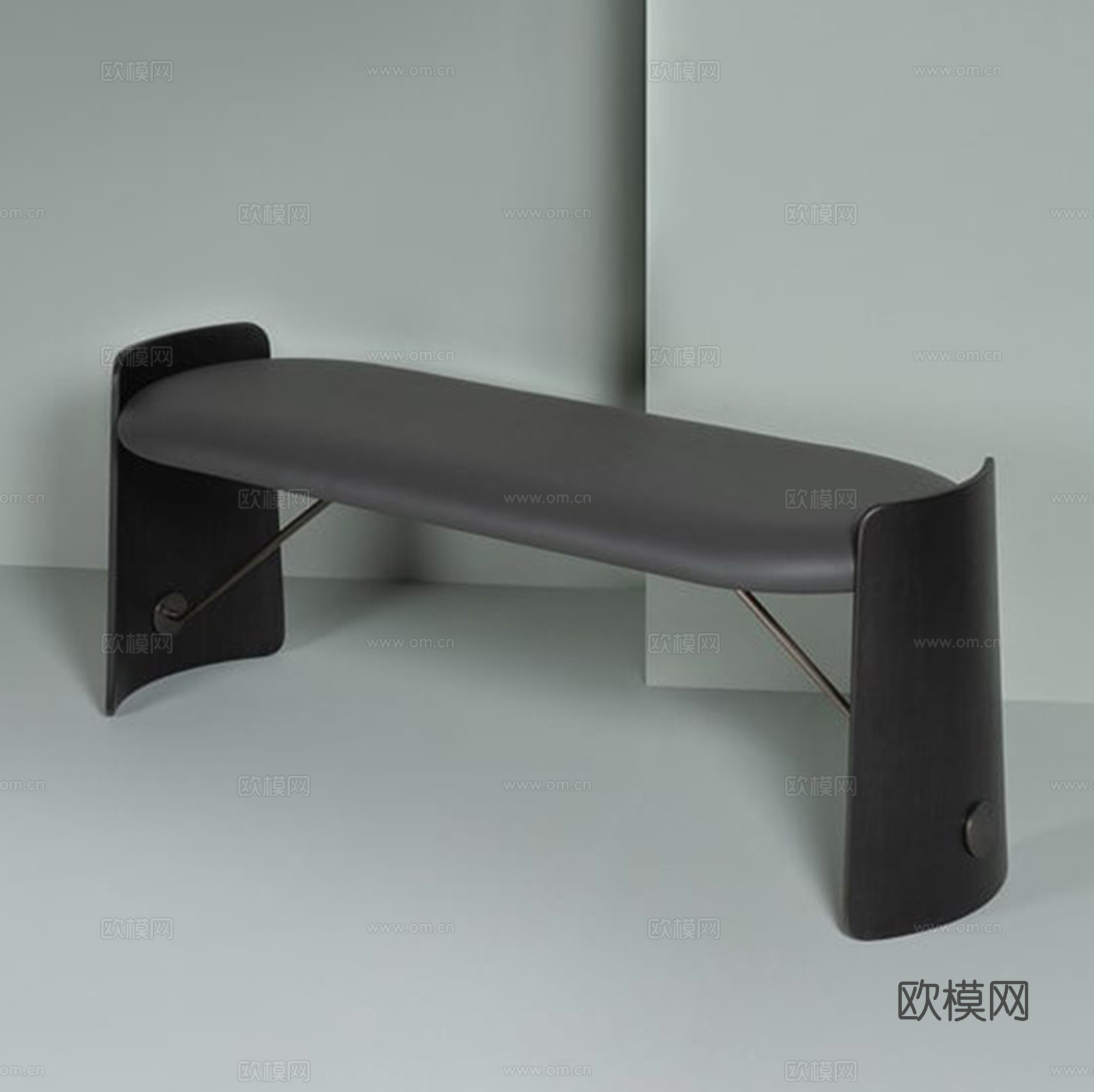 意式轻奢床尾凳客厅真皮沙发长凳衣帽间创意换鞋凳餐厅创意长餐凳su模型